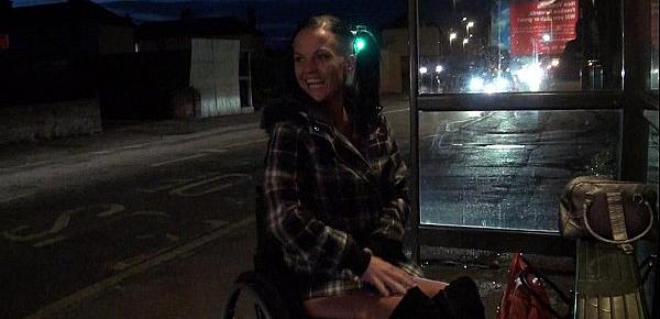  Leah Caprice flashing pussy in public from her wheelchair with handicapped engli